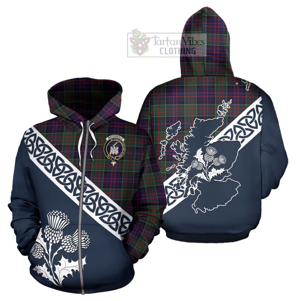 Tartan Vibes Clothing MacDonald (McDonald) of Clanranald Tartan Hoodie Featuring Thistle and Scotland Map