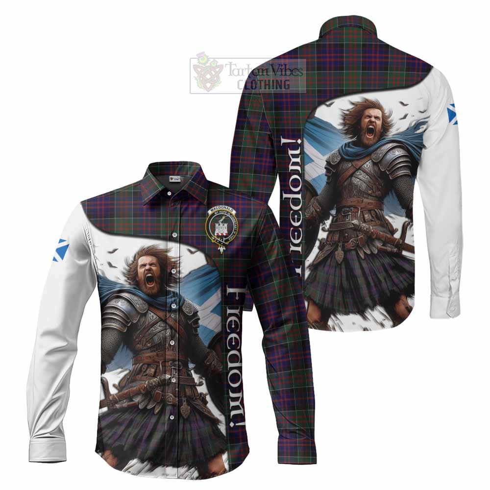 Tartan Vibes Clothing MacDonald (McDonald) of Clanranald Crest Tartan Long Sleeve Button Shirt Inspired by the Freedom of Scottish Warrior