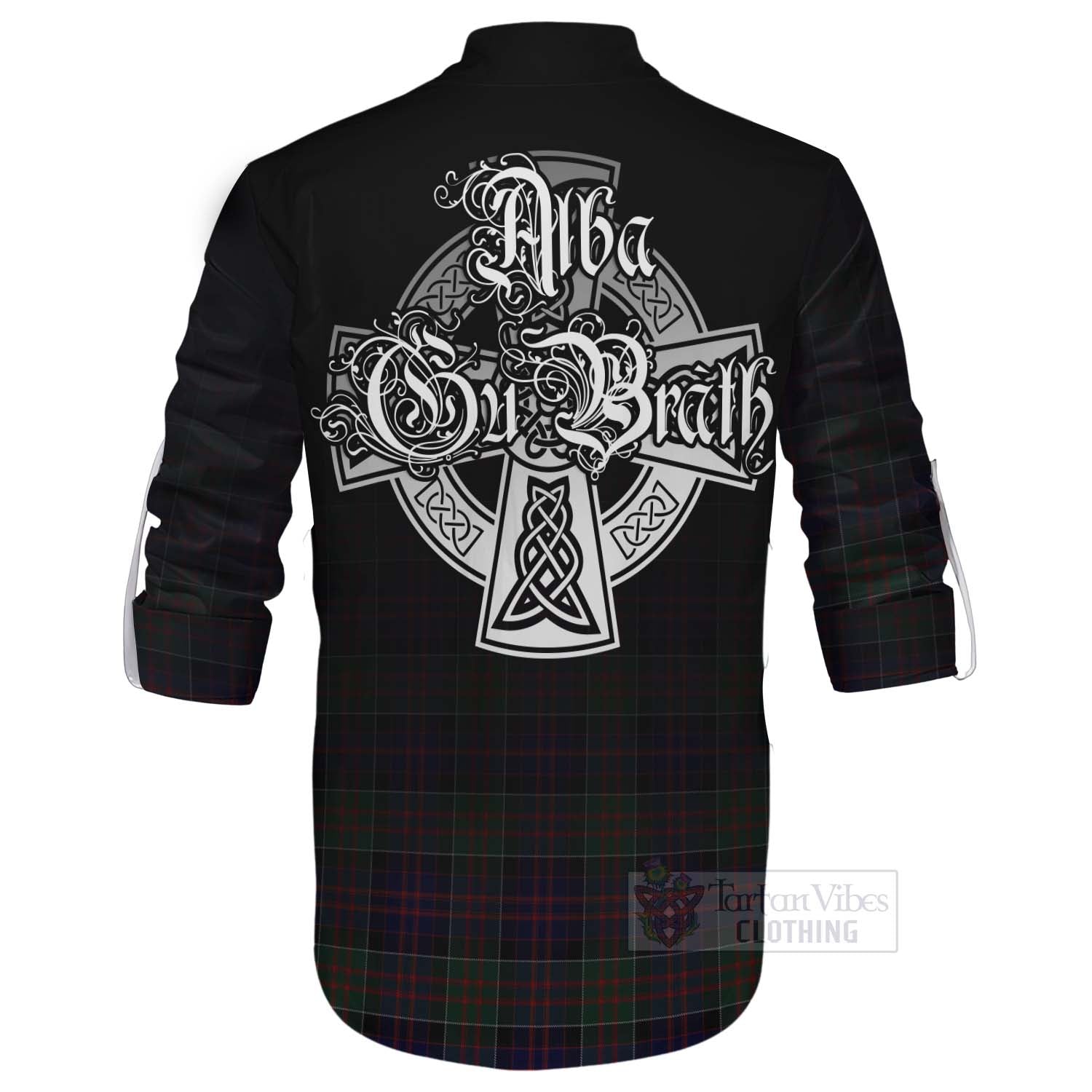 Tartan Vibes Clothing MacDonald (McDonald) of Clanranald Tartan Ghillie Kilt Shirt Featuring Alba Gu Brath Family Crest Celtic Inspired