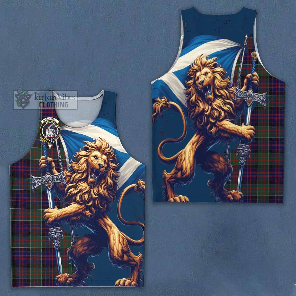 Tartan Vibes Clothing MacDonald (McDonald) of Clanranald Tartan Family Crest Men's Tank Top with Scottish Majestic Lion