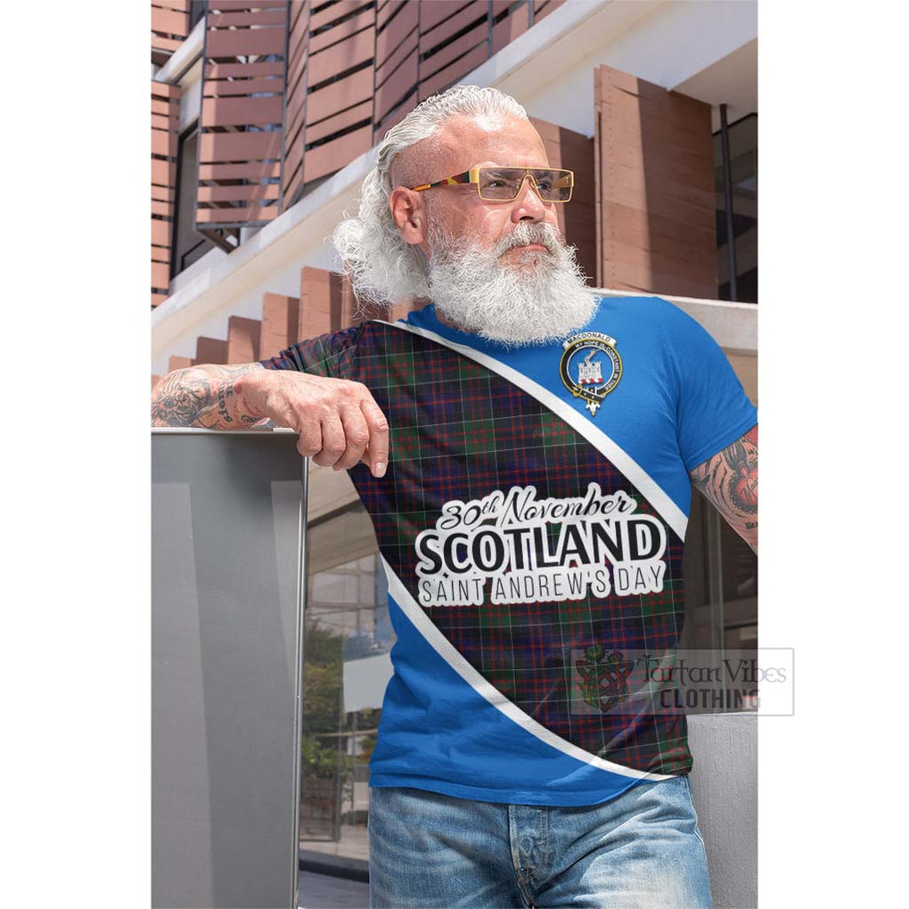 Tartan Vibes Clothing MacDonald (McDonald) of Clanranald Family Crest Tartan Cotton T-shirt Celebrate Saint Andrew's Day in Style