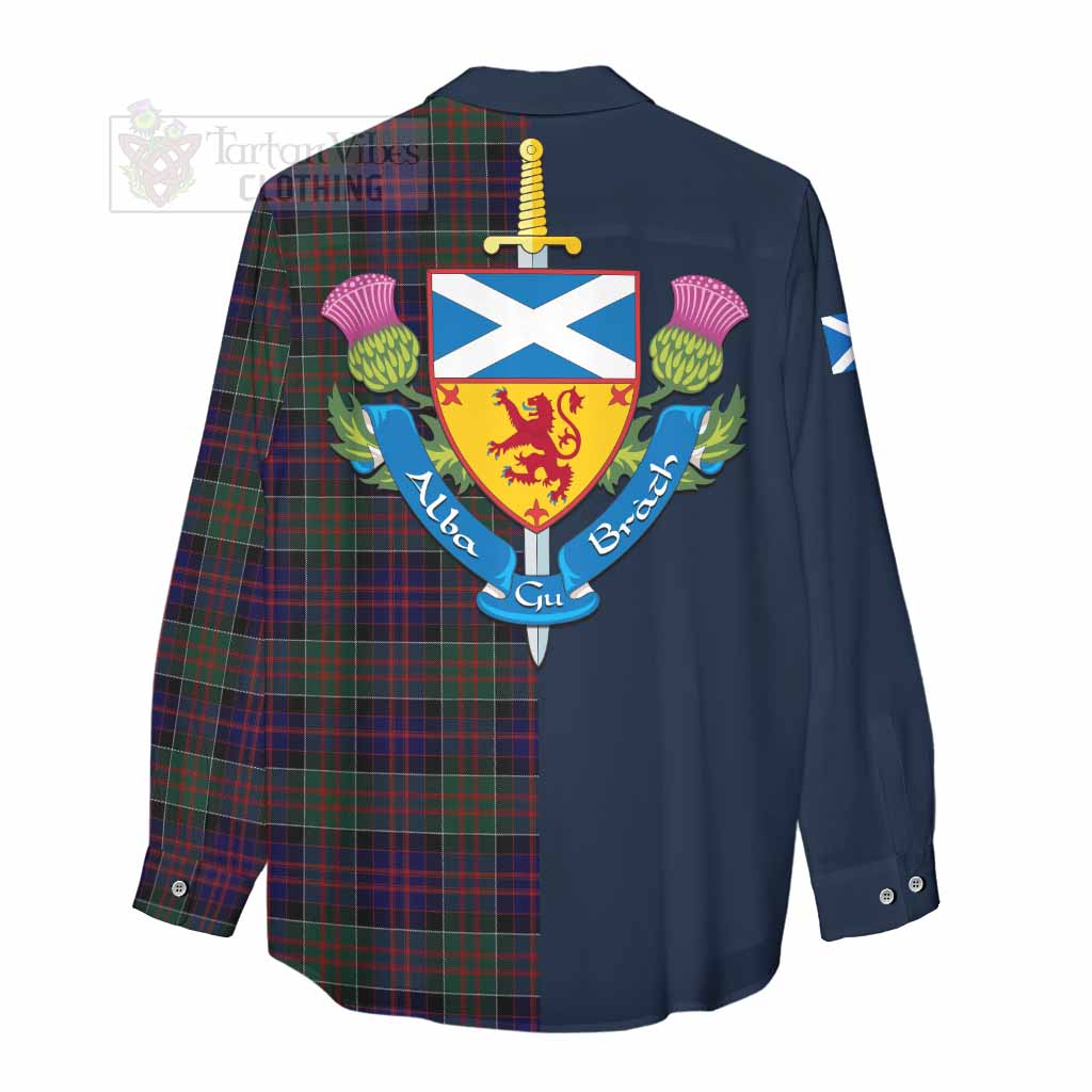 Tartan Vibes Clothing MacDonald (McDonald) of Clanranald Tartan Women's Casual Shirt Alba with Scottish Lion Royal Arm Half Style