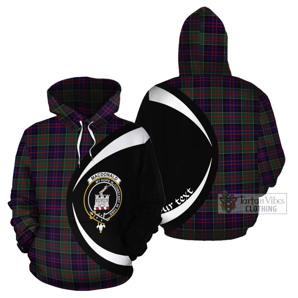 Tartan Vibes Clothing MacDonald (McDonald) of Clanranald Tartan Cotton Hoodie with Family Crest Circle Style