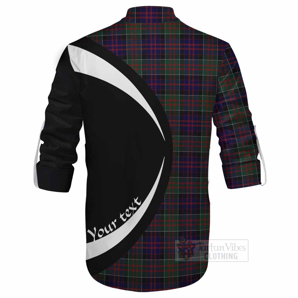 Tartan Vibes Clothing MacDonald (McDonald) of Clanranald Tartan Ghillie Kilt Shirt with Family Crest Circle Style