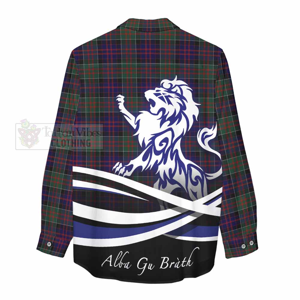 Tartan Vibes Clothing MacDonald (McDonald) of Clanranald Tartan Women's Casual Shirt with Alba Gu Brath Regal Lion Emblem