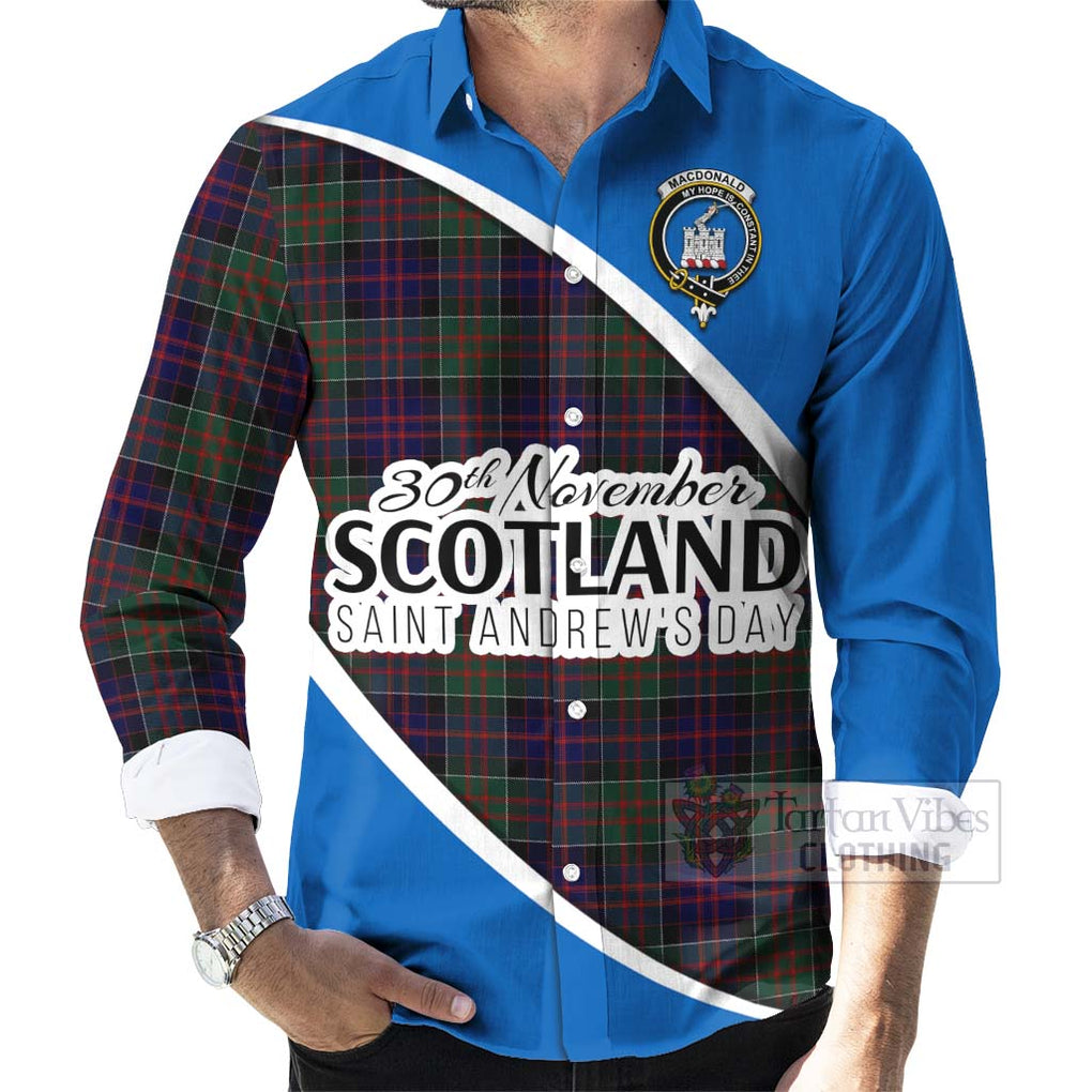 Tartan Vibes Clothing MacDonald (McDonald) of Clanranald Family Crest Tartan Long Sleeve Button Shirt Celebrate Saint Andrew's Day in Style