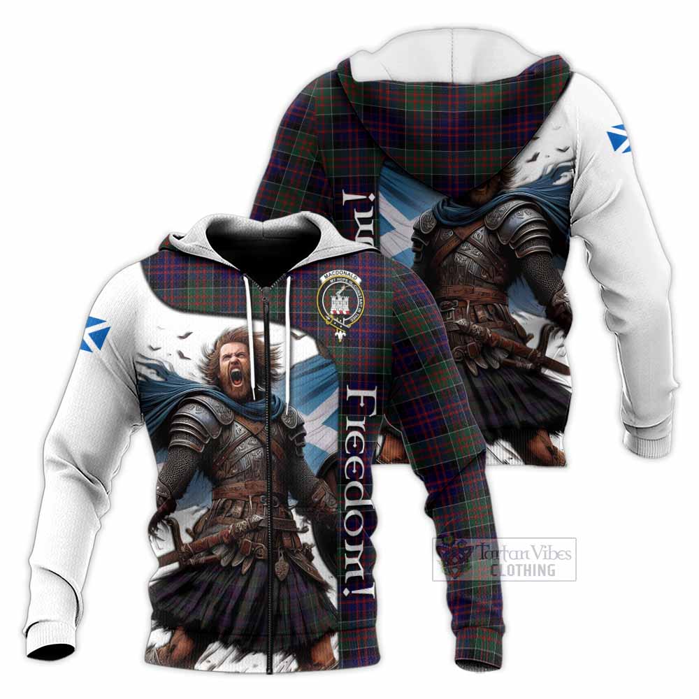 Tartan Vibes Clothing MacDonald (McDonald) of Clanranald Crest Tartan Knitted Hoodie Inspired by the Freedom of Scottish Warrior