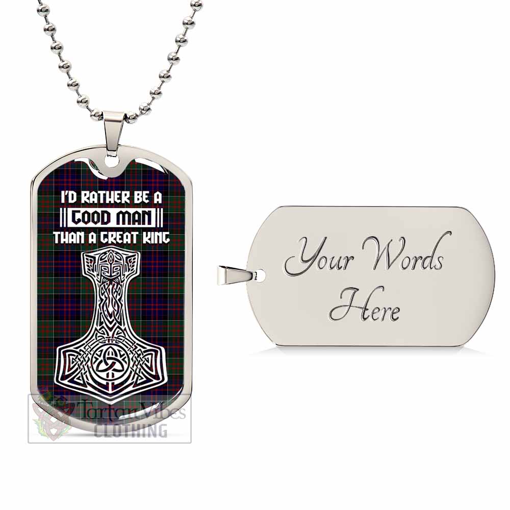 Tartan Vibes Clothing MacDonald (McDonald) of Clanranald Tartan Dog Tag Necklace Viking Mjolnir Style