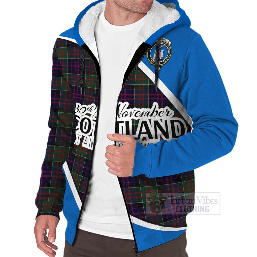 Tartan Vibes Clothing MacDonald (McDonald) of Clanranald Family Crest Tartan Sherpa Hoodie Celebrate Saint Andrew's Day in Style