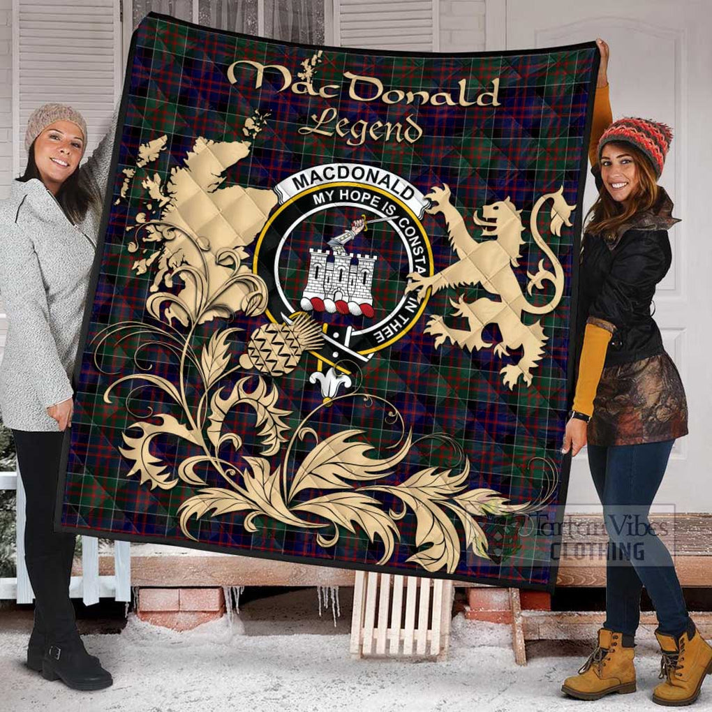 Tartan Vibes Clothing MacDonald (McDonald) of Clanranald Tartan Quilt with Family Crest and Scottish Symbol Style