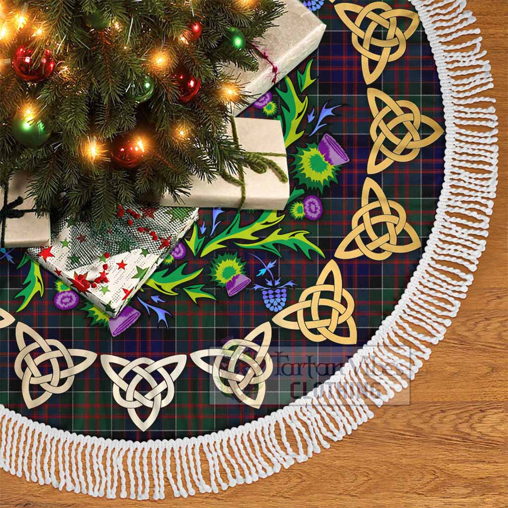 Tartan Vibes Clothing MacDonald (McDonald) of Clanranald Tartan Christmas Tree Skirt with Thistle Celtic Knot Style