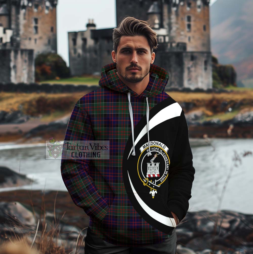 Tartan Vibes Clothing MacDonald (McDonald) of Clanranald Tartan Cotton Hoodie with Family Crest Circle Style