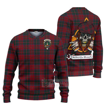 MacDonald (McDonald) of Glencoe Tartan Ugly Sweater with Family Crest and Bearded Skull Holding Bottles of Whiskey