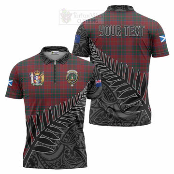 MacDonald (McDonald) of Glencoe Crest Tartan Zipper Polo Shirt with New Zealand Silver Fern Half Style