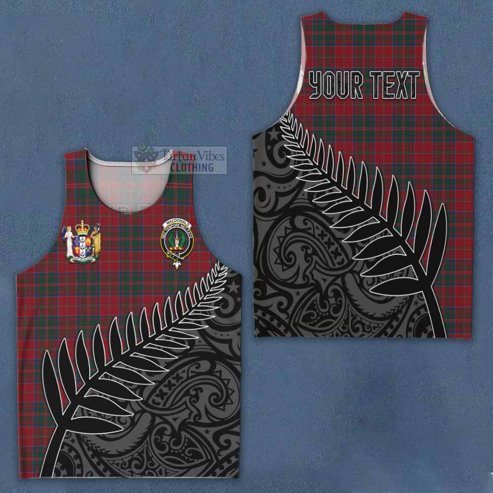 Tartan Vibes Clothing MacDonald (McDonald) of Glencoe Crest Tartan Men's Tank Top with New Zealand Silver Fern Half Style