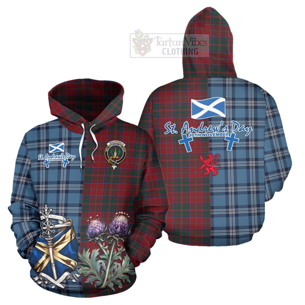 Tartan Vibes Clothing MacDonald (McDonald) of Glencoe Tartan Hoodie Happy St. Andrew's Day Half Tartan Style