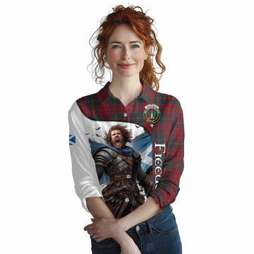 MacDonald (McDonald) of Glencoe Crest Tartan Women's Casual Shirt Inspired by the Freedom of Scottish Warrior