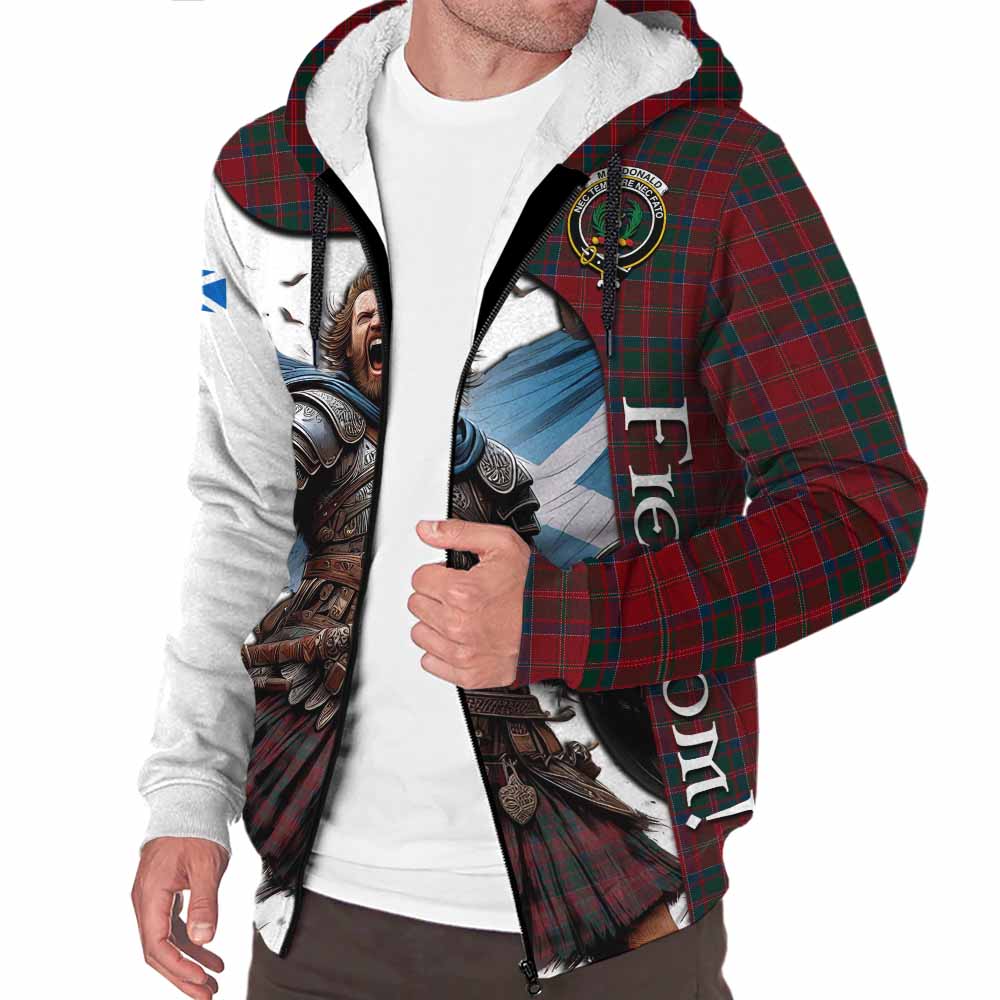 Tartan Vibes Clothing MacDonald (McDonald) of Glencoe Crest Tartan Sherpa Hoodie Inspired by the Freedom of Scottish Warrior