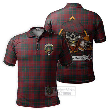 MacDonald (McDonald) of Glencoe Tartan Polo Shirt with Family Crest and Bearded Skull Holding Bottles of Whiskey