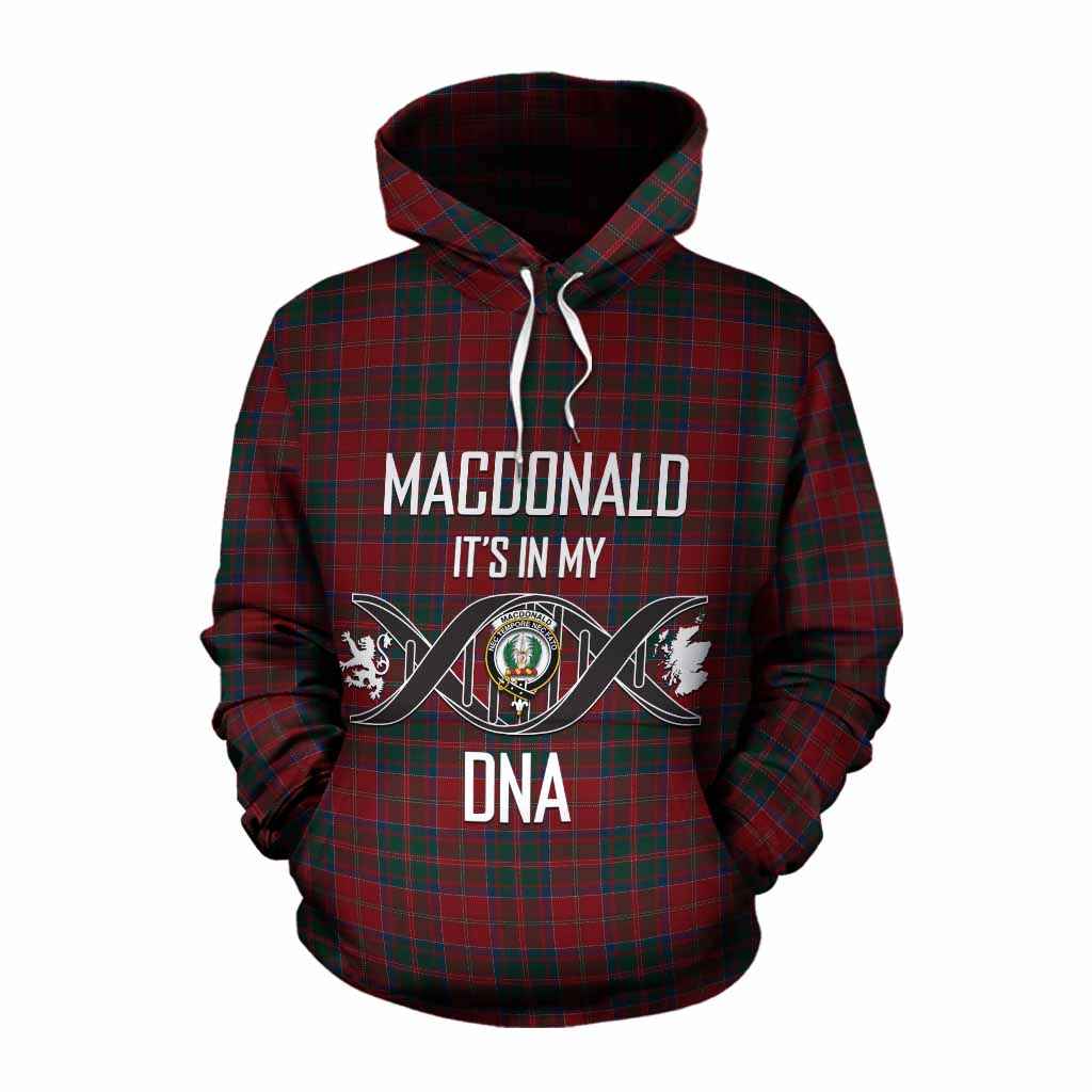 Tartan Vibes Clothing MacDonald (McDonald) of Glencoe Tartan Cotton Hoodie with Family Crest DNA In Me Style