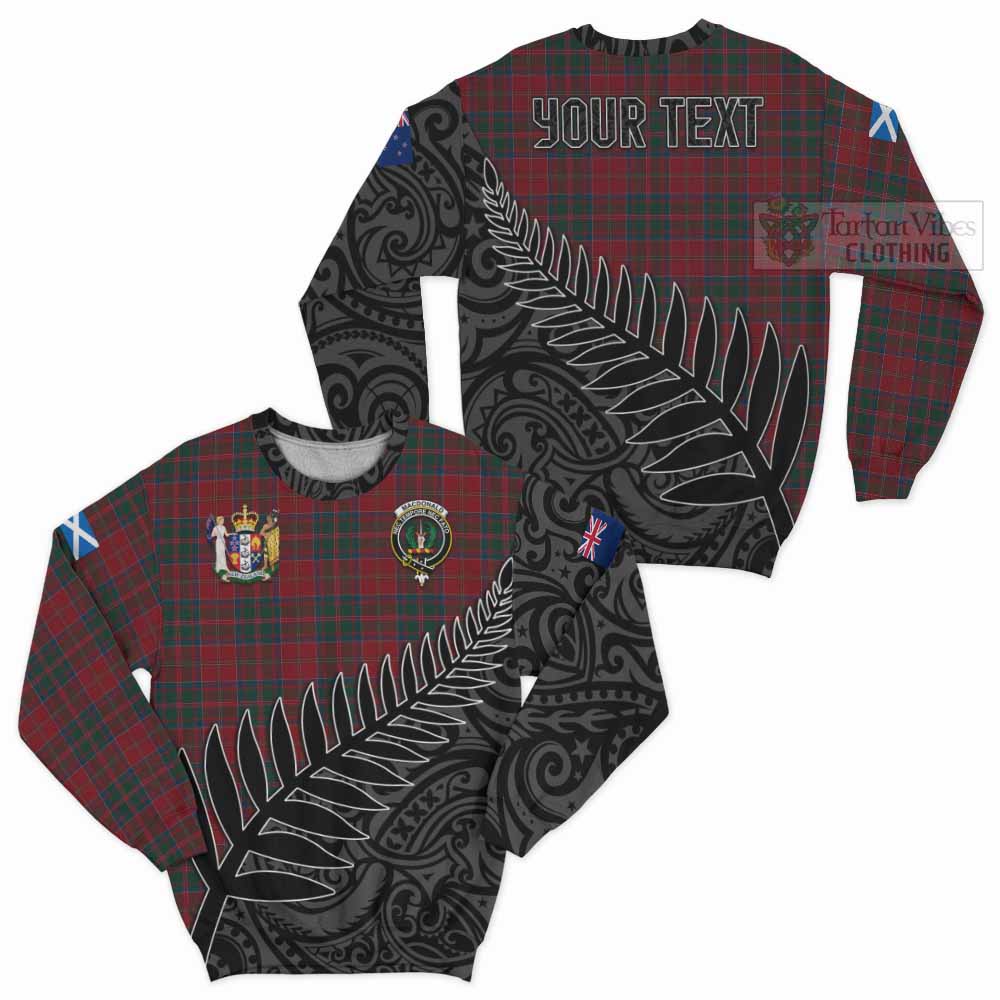 Tartan Vibes Clothing MacDonald (McDonald) of Glencoe Crest Tartan Sweatshirt with New Zealand Silver Fern Half Style