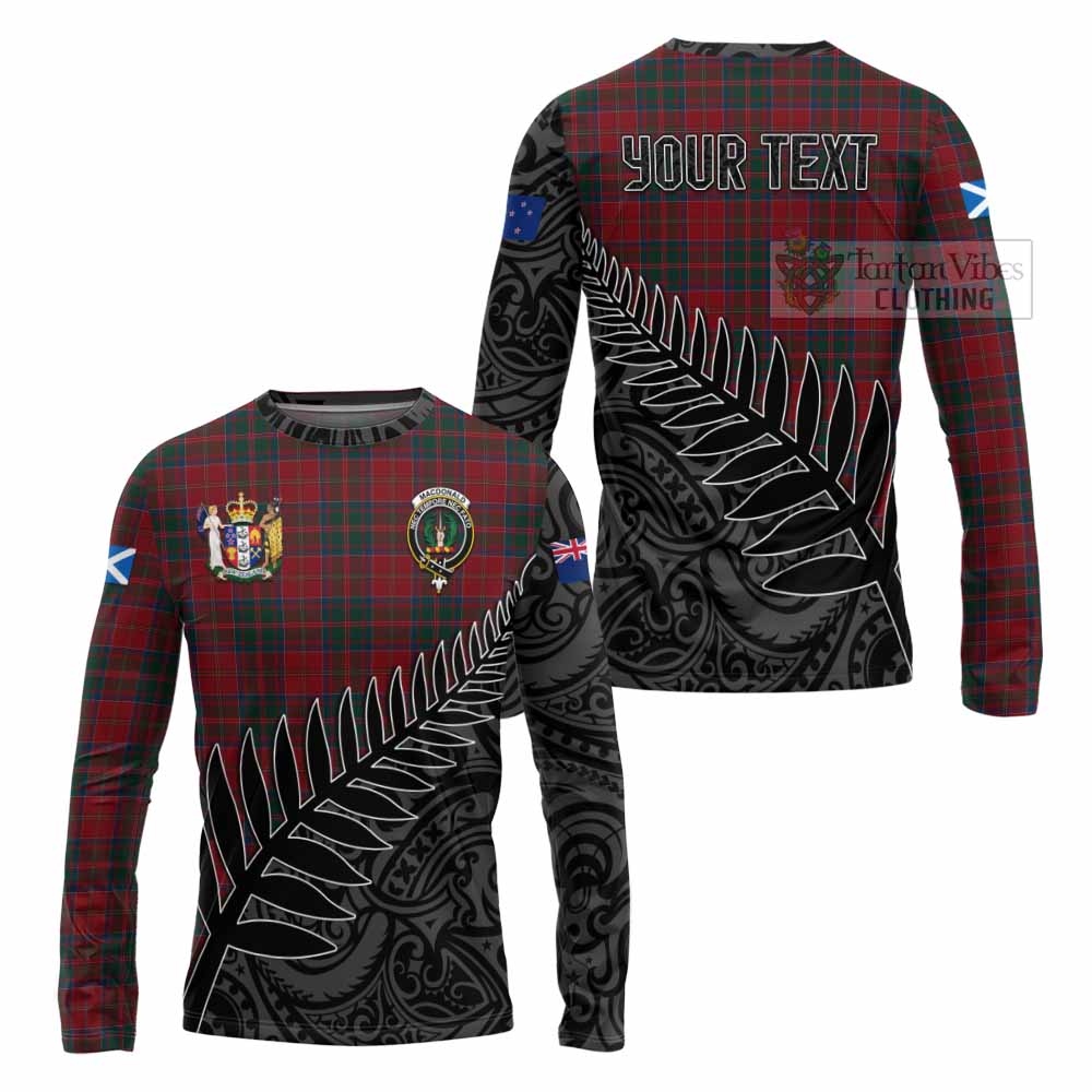 Tartan Vibes Clothing MacDonald (McDonald) of Glencoe Crest Tartan Long Sleeve T-Shirt with New Zealand Silver Fern Half Style