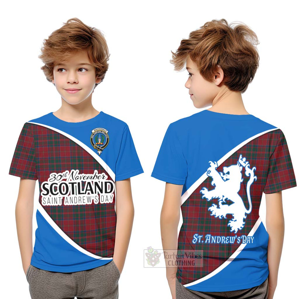 Tartan Vibes Clothing MacDonald (McDonald) of Glencoe Family Crest Tartan Kid T-Shirt Celebrate Saint Andrew's Day in Style