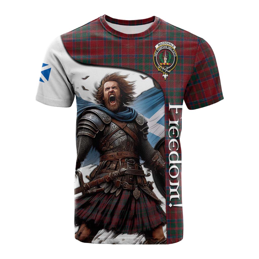 Tartan Vibes Clothing MacDonald (McDonald) of Glencoe Crest Tartan Cotton T-shirt Inspired by the Freedom of Scottish Warrior