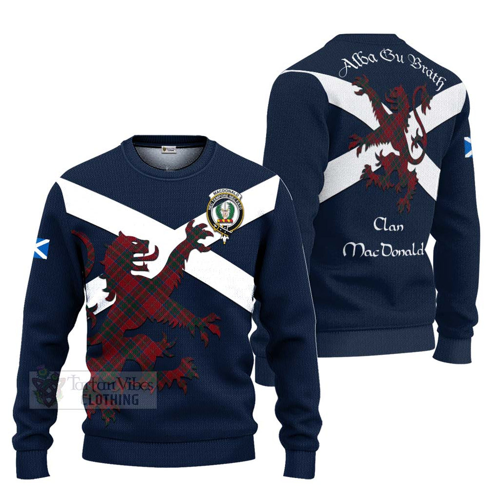 Tartan Vibes Clothing MacDonald (McDonald) of Glencoe Tartan Lion Rampant Knitted Sweater – Proudly Display Your Heritage with Alba Gu Brath and Clan Name