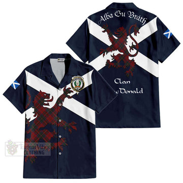 MacDonald (McDonald) of Glencoe Tartan Lion Rampant Short Sleeve Button Shirt  Proudly Display Your Heritage with Alba Gu Brath and Clan Name