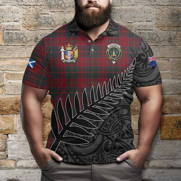 MacDonald (McDonald) of Glencoe Crest Tartan Polo Shirt with New Zealand Silver Fern Half Style