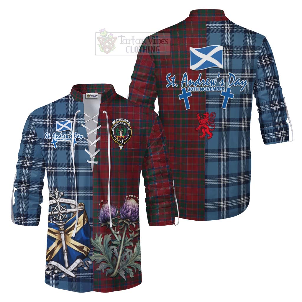 Tartan Vibes Clothing MacDonald (McDonald) of Glencoe Tartan Ghillie Kilt Shirt Happy St. Andrew's Day Half Tartan Style