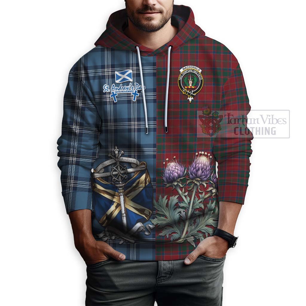 Tartan Vibes Clothing MacDonald (McDonald) of Glencoe Tartan Hoodie Happy St. Andrew's Day Half Tartan Style