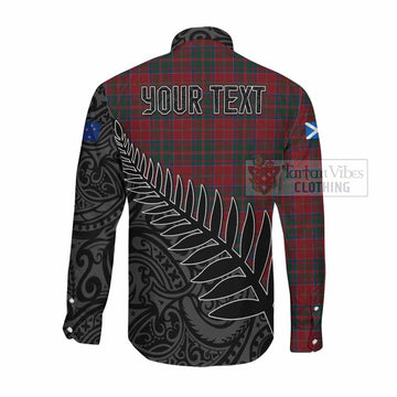 MacDonald (McDonald) of Glencoe Crest Tartan Long Sleeve Button Shirt with New Zealand Silver Fern Half Style