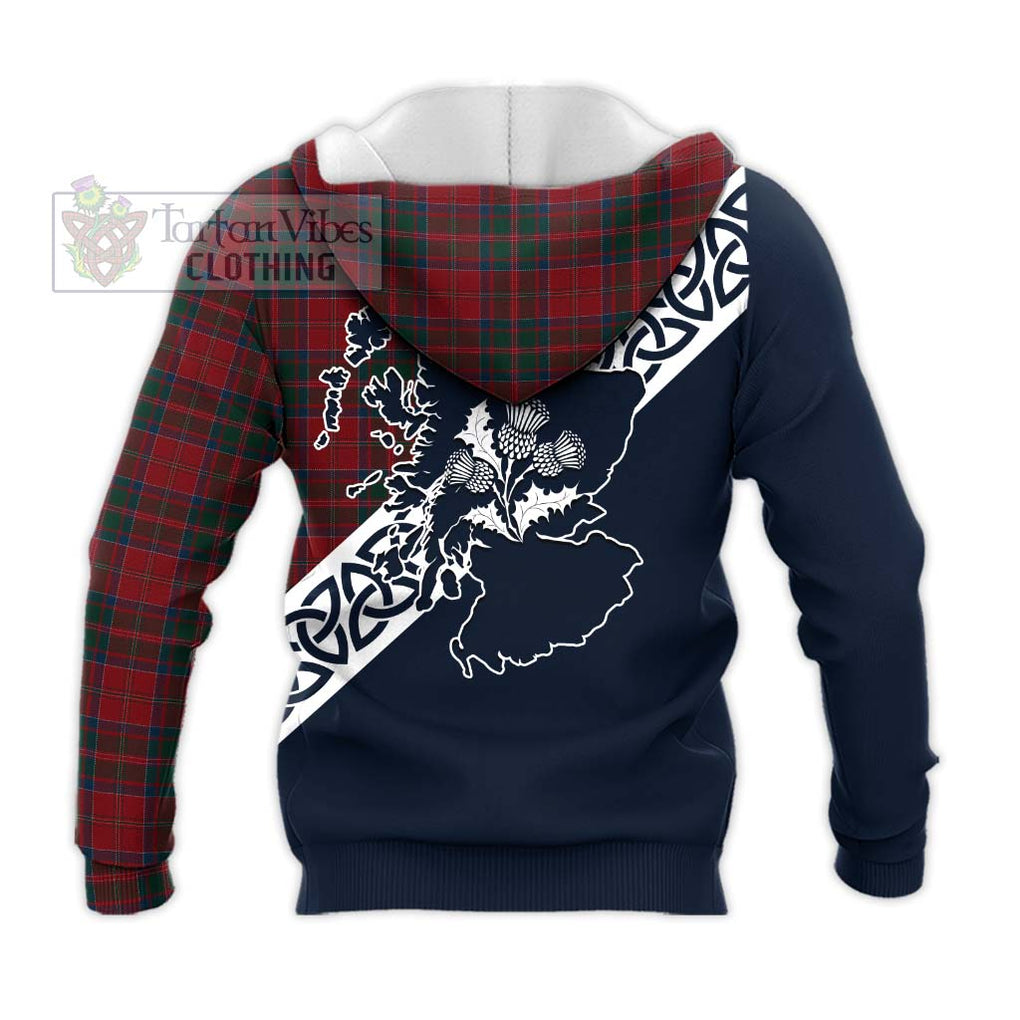 Tartan Vibes Clothing MacDonald (McDonald) of Glencoe Tartan Knitted Hoodie Featuring Thistle and Scotland Map