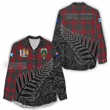 MacDonald (McDonald) of Glencoe Crest Tartan Women's Casual Shirt with New Zealand Silver Fern Half Style