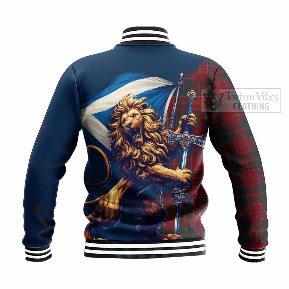 Tartan Vibes Clothing MacDonald (McDonald) of Glencoe Tartan Family Crest Baseball Jacket with Scottish Majestic Lion