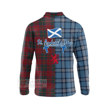 MacDonald (McDonald) of Glencoe Tartan Long Sleeve Polo Shirt Happy St. Andrew's Day Half Tartan Style