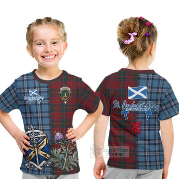 MacDonald (McDonald) of Glencoe Tartan Kid T-Shirt Happy St. Andrew's Day Half Tartan Style