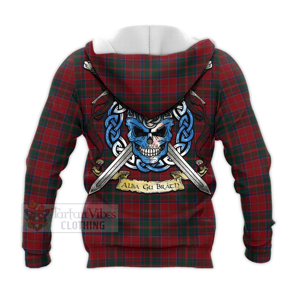 Tartan Vibes Clothing MacDonald (McDonald) of Glencoe Tartan Knitted Hoodie with Family Crest Celtic Skull Style