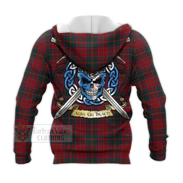 MacDonald (McDonald) of Glencoe Tartan Knitted Hoodie with Family Crest Celtic Skull Style