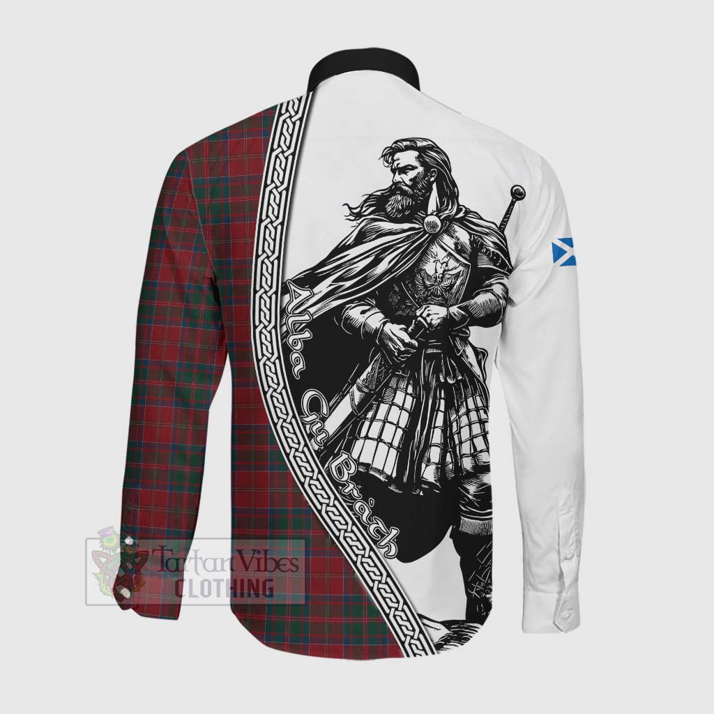 Tartan Vibes Clothing MacDonald (McDonald) of Glencoe Tartan Clan Crest Long Sleeve Button Shirt with Highlander Warrior Celtic Style