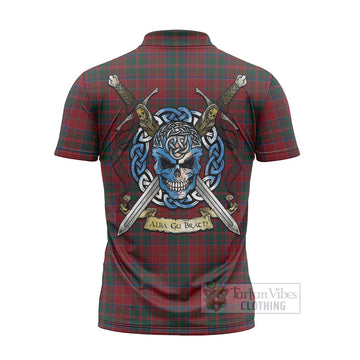 MacDonald (McDonald) of Glencoe Tartan Zipper Polo Shirt with Family Crest Celtic Skull Style