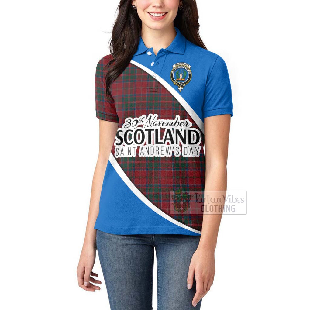 Tartan Vibes Clothing MacDonald (McDonald) of Glencoe Family Crest Tartan Women's Polo Shirt Celebrate Saint Andrew's Day in Style