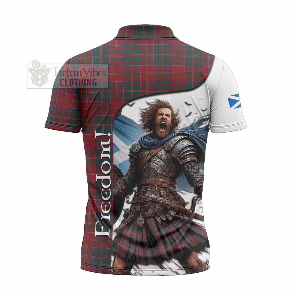 Tartan Vibes Clothing MacDonald (McDonald) of Glencoe Crest Tartan Zipper Polo Shirt Inspired by the Freedom of Scottish Warrior