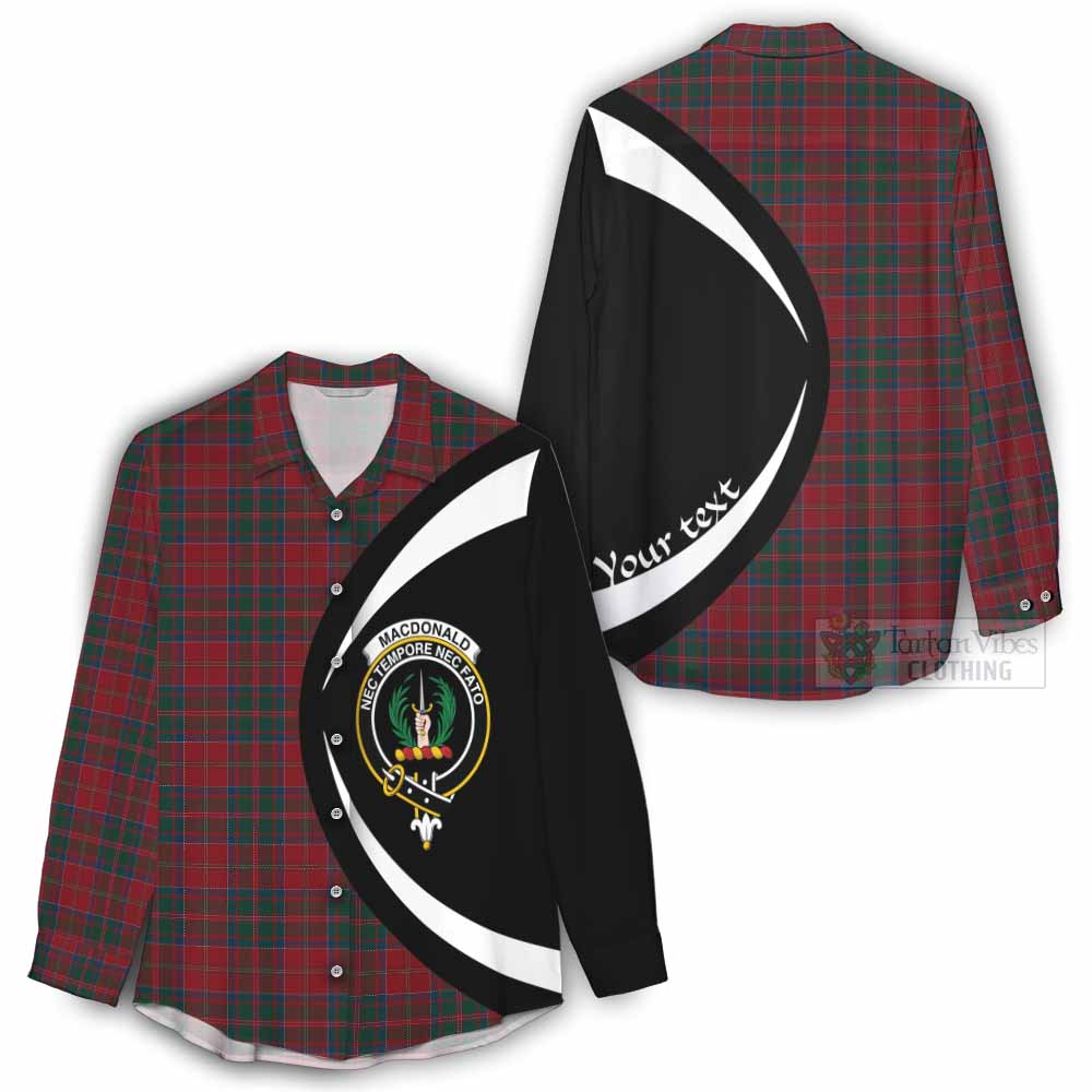 Tartan Vibes Clothing MacDonald (McDonald) of Glencoe Tartan Women's Casual Shirt with Family Crest Circle Style