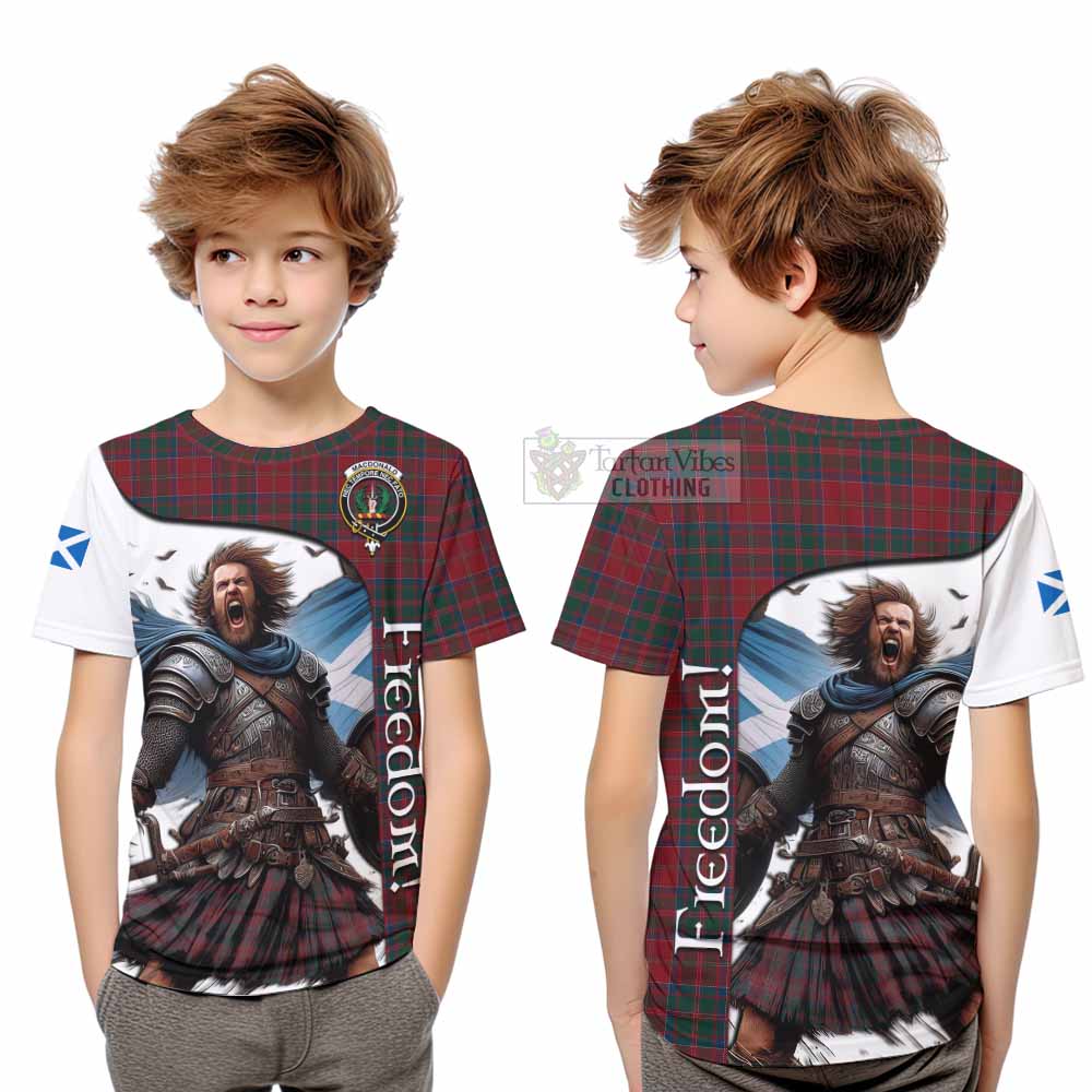 Tartan Vibes Clothing MacDonald (McDonald) of Glencoe Crest Tartan Kid T-Shirt Inspired by the Freedom of Scottish Warrior