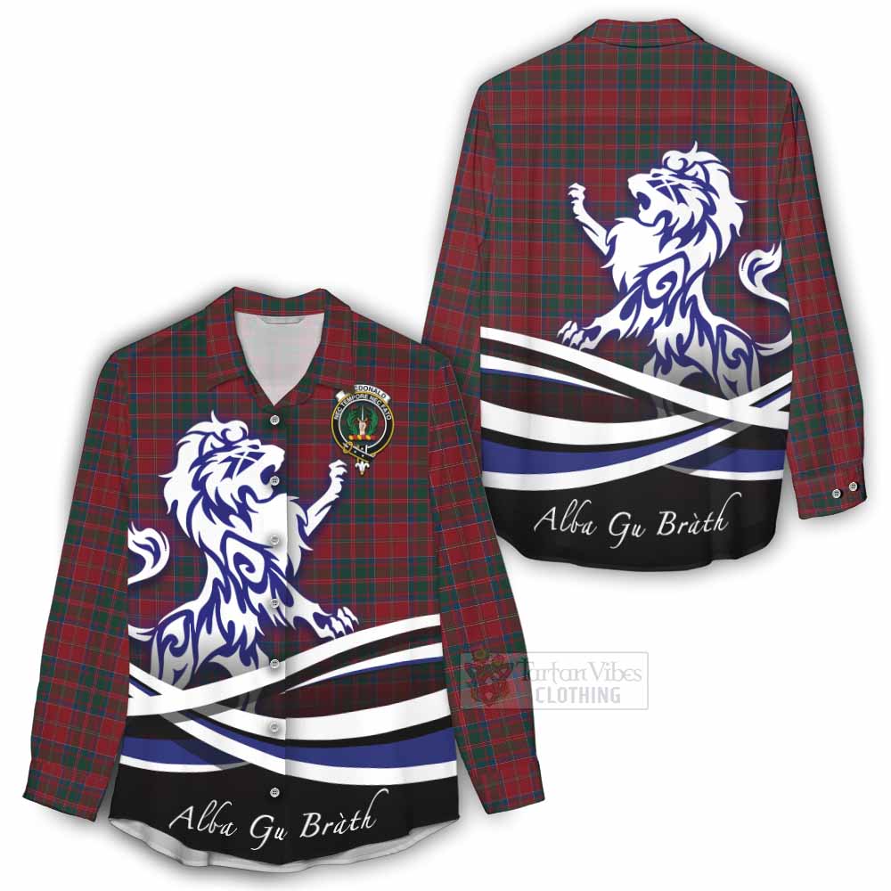 Tartan Vibes Clothing MacDonald (McDonald) of Glencoe Tartan Women's Casual Shirt with Alba Gu Brath Regal Lion Emblem