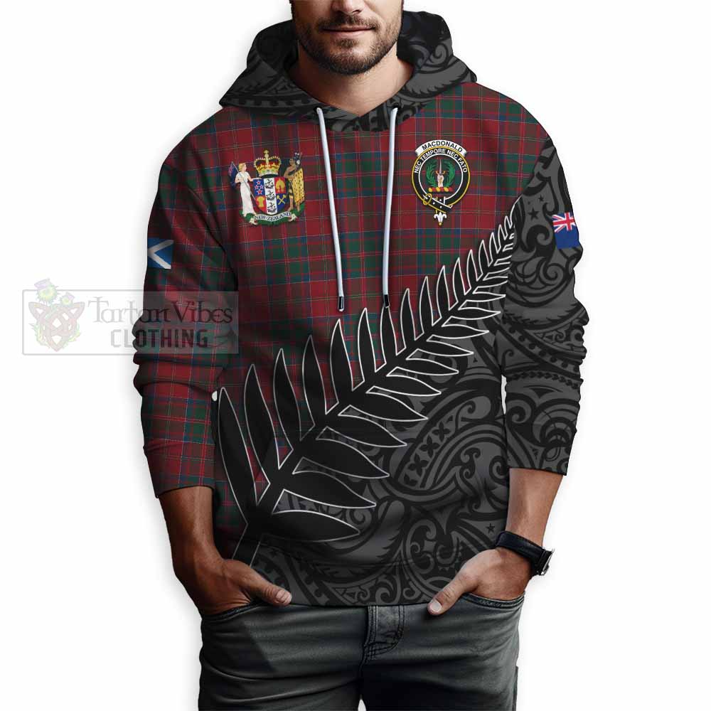 Tartan Vibes Clothing MacDonald (McDonald) of Glencoe Crest Tartan Hoodie with New Zealand Silver Fern Half Style