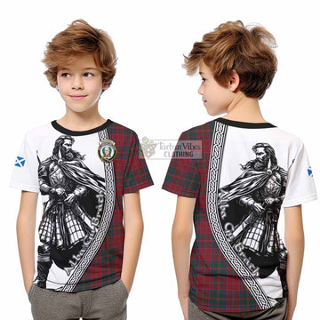 MacDonald (McDonald) of Glencoe Tartan Clan Crest Kid T-Shirt with Highlander Warrior Celtic Style